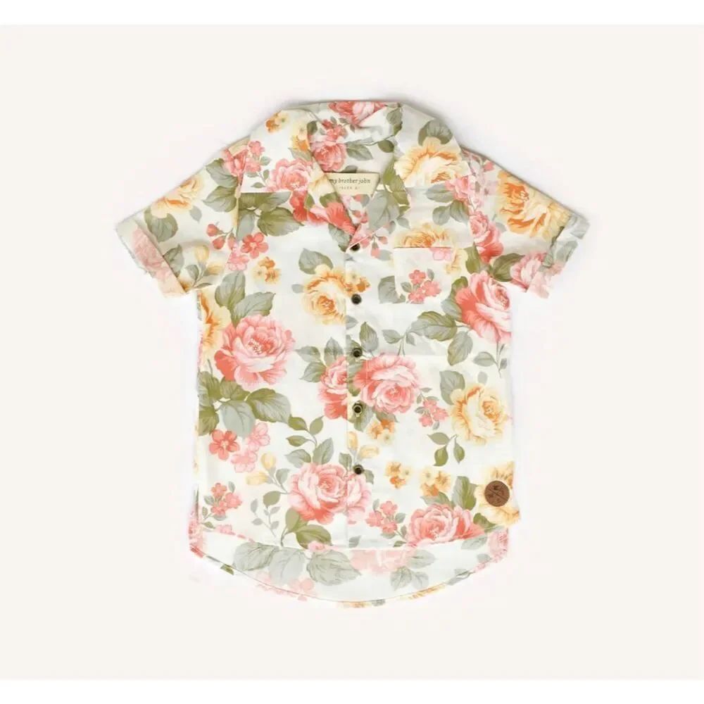 Londyn Oldtimer boys size 8 my brother John button up floral summer 100% cotton